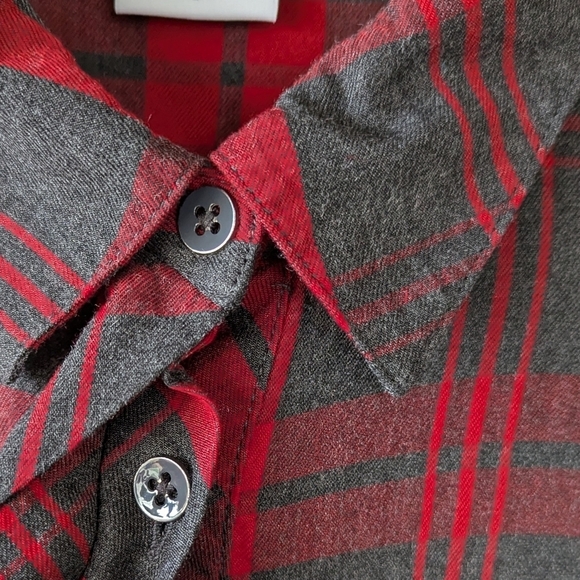 Cabi Red Gray Plaid Cunningham Shirt Long Sleeve Size Small - Picture 4 of 11